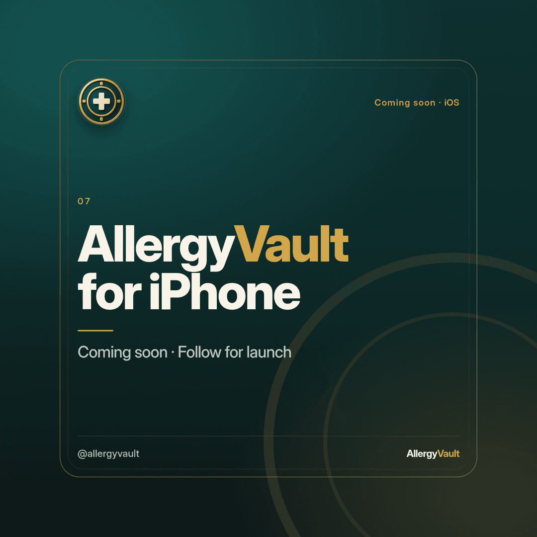AllergyVault for iPhone — coming soon, follow for launch